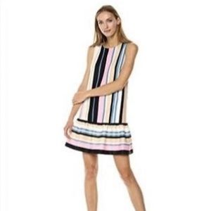 Nicole Miller Size 14 Striped Sleeveless Ruffle Dress